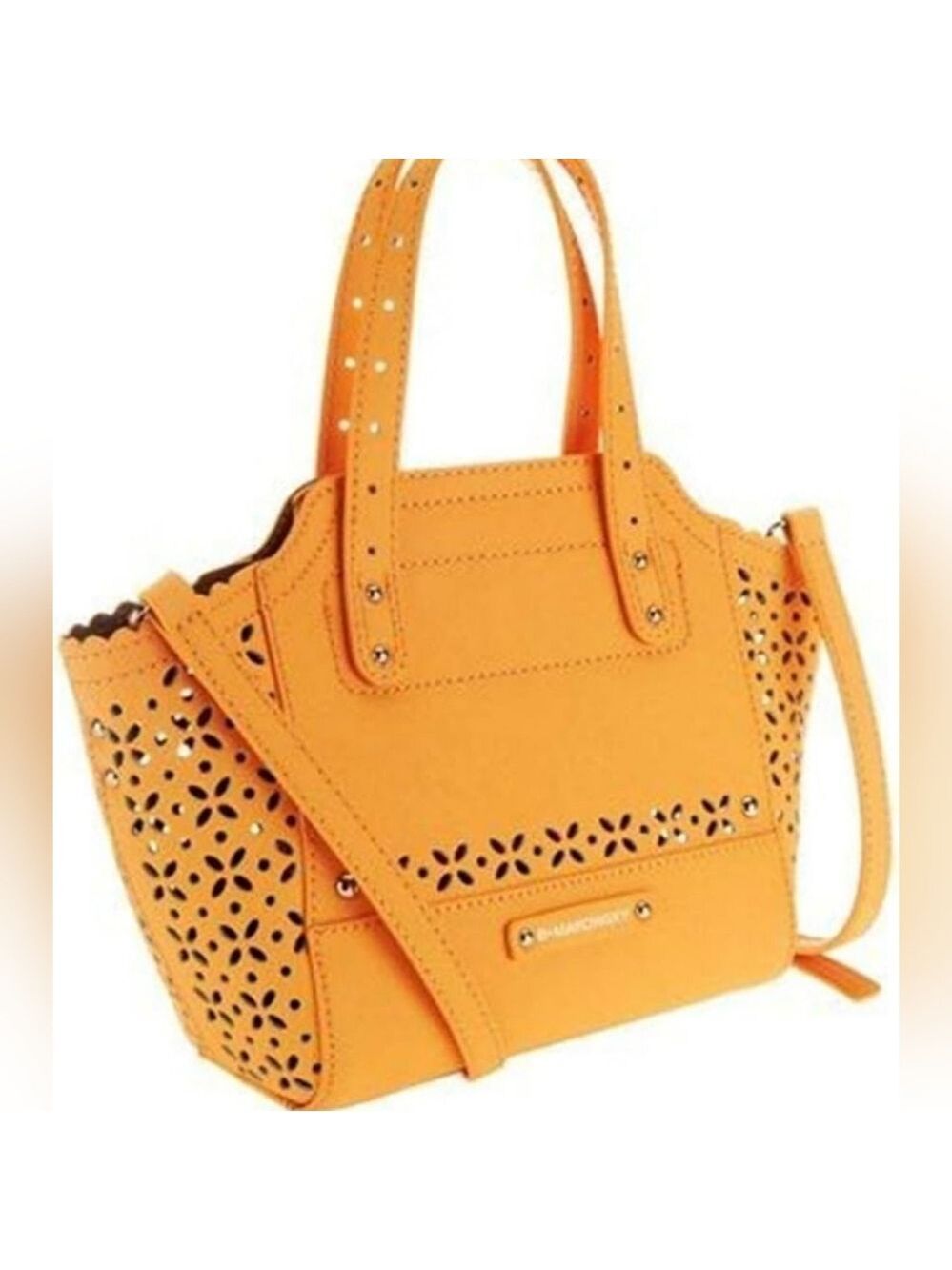 B. Makowsky | Saffiano Perforated Leather - Mini Tessa Crossbody – Orange